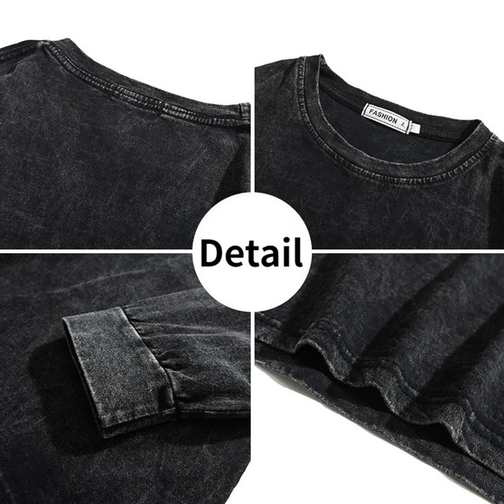 American Retro T Shirts Men Oversized T-shirt Women Loose Long Sleeve Shirt Vintage Hip Hop Y2K Style Mens Streetwear Plus Size 250207