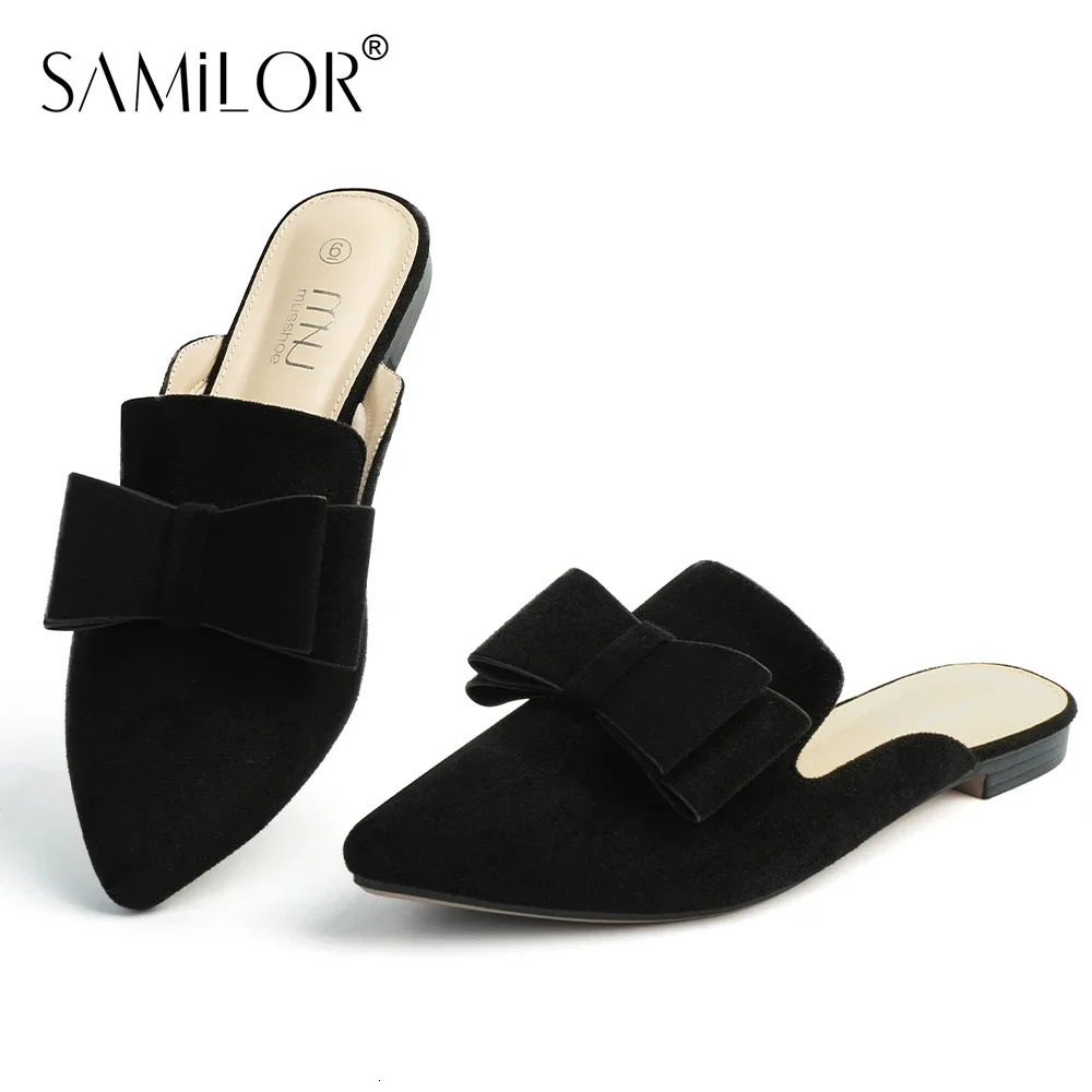 Samilor Womens Suede Leather Slip-On Mules Comfortable woman shoes slippers women mule half shoes for ladies 2025 spring trend 250120