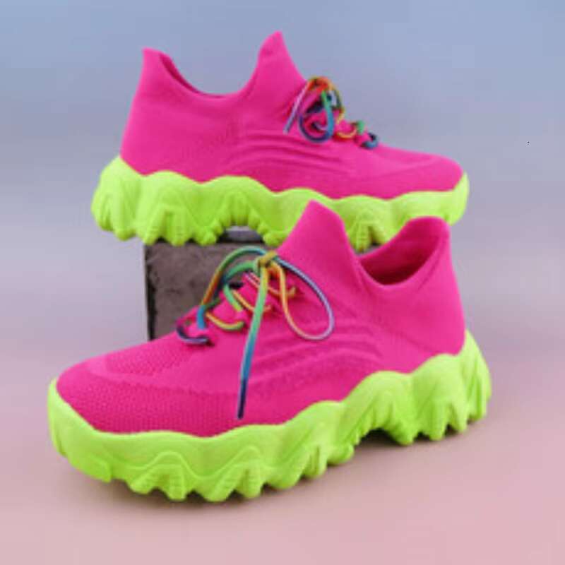 Spring Pink Casual Shoes Breathable Mesh Sports Women Lace Up Ladies Comfort New Fashion Non-slip Sock Sneakers