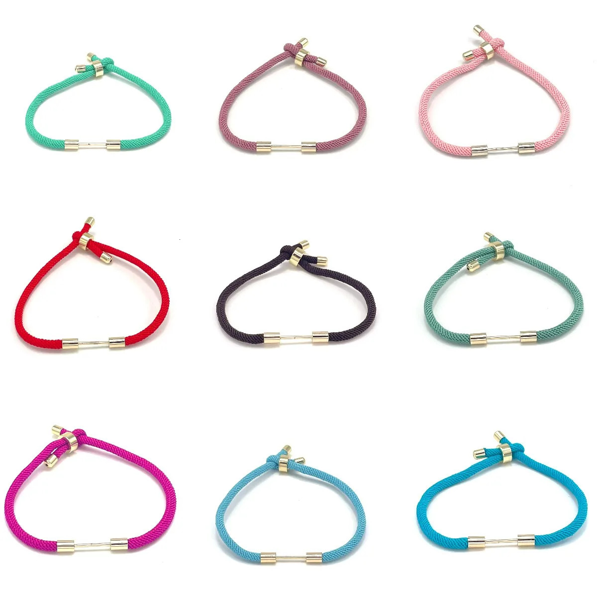 10pcs Braided Nylon Cord Pendant Bracelets Making Slider Adjustable Semi-finished DIY Jewelry 250221