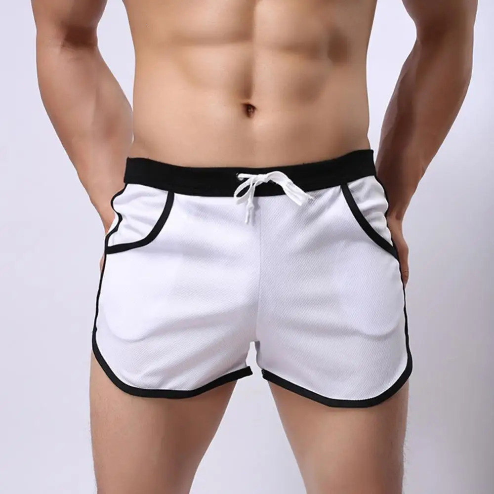 Men Color Block Summer Sports Gym Drawstring Shorts Beach Pants Swimming Trunks Fitness Boxer 250208Z