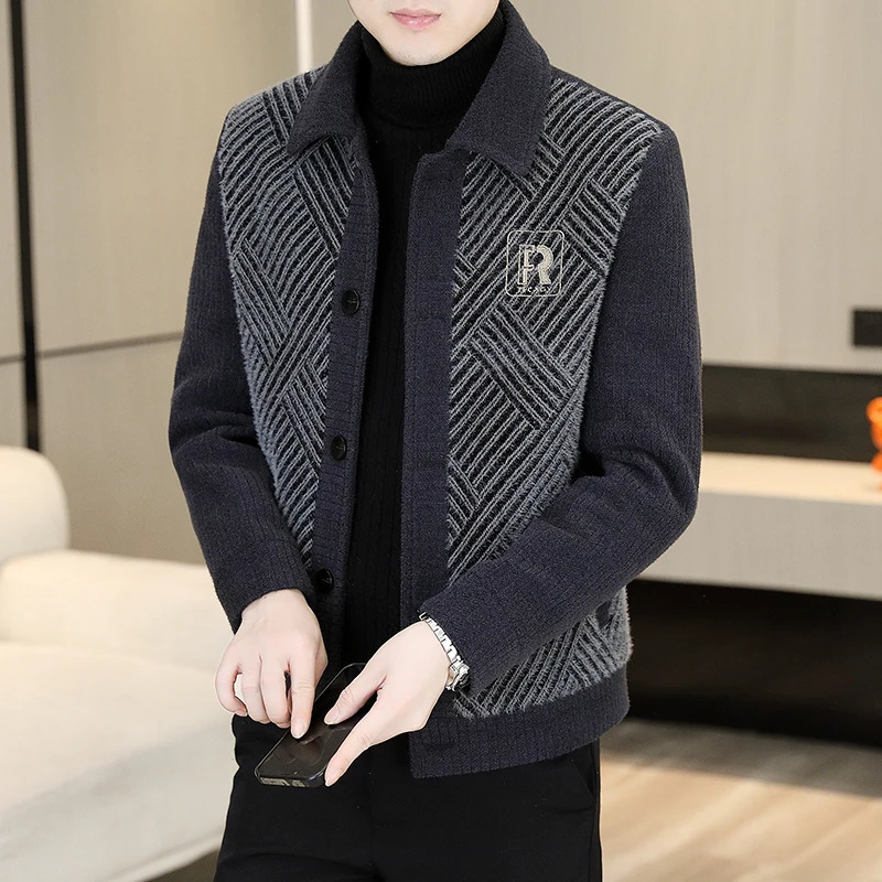 Fashion Winter Casual Short Wool Blends Jacket Mink Fur Slim Fit Thickened Mens Warm Social Business Overcoat 250109Z