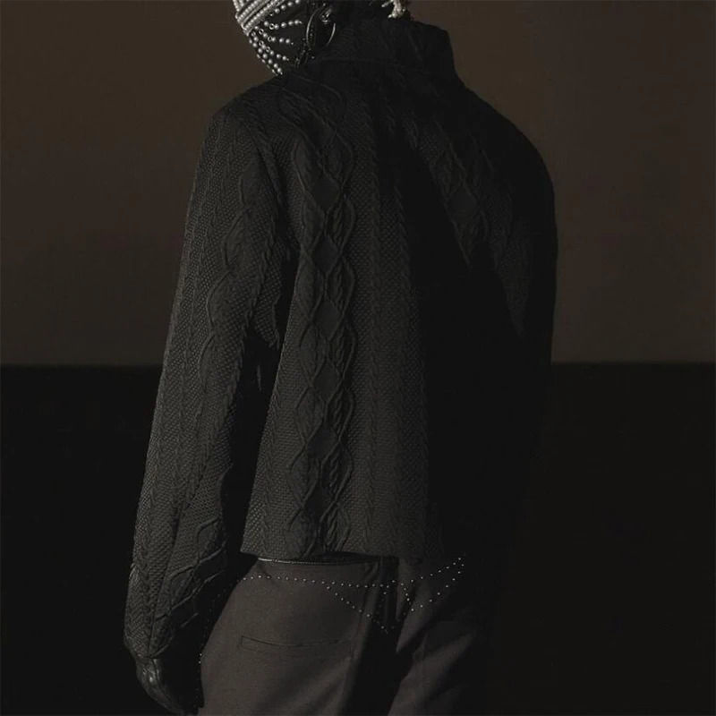 Y2K jacket for men fashionable embroidered jacquard long sleeved ultrathin knitted autumn vintage lapel streetwear 250208Z