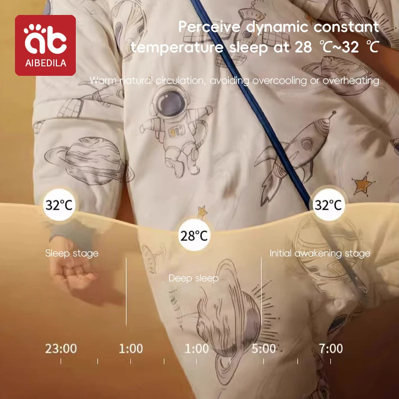 AIBEDILA Kids Onesie Boys Girls Long Sleeve Bamboo Cotton Pajamas Children Winter Cartoon Pyjama Baby Sleepwear Sleeping Bag 250113