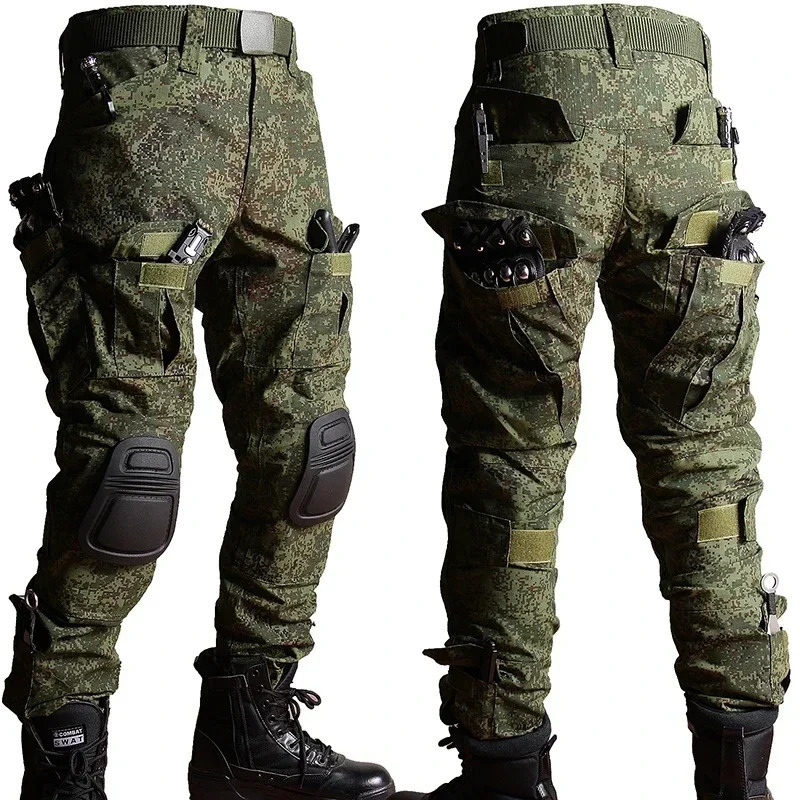 RU Camo Tactical Sets Men Outdoor Breathable Long Sleeve T ShirtsMultipocket Straight Cargo Pant 2Pcs Suit Training Combat Set 250207