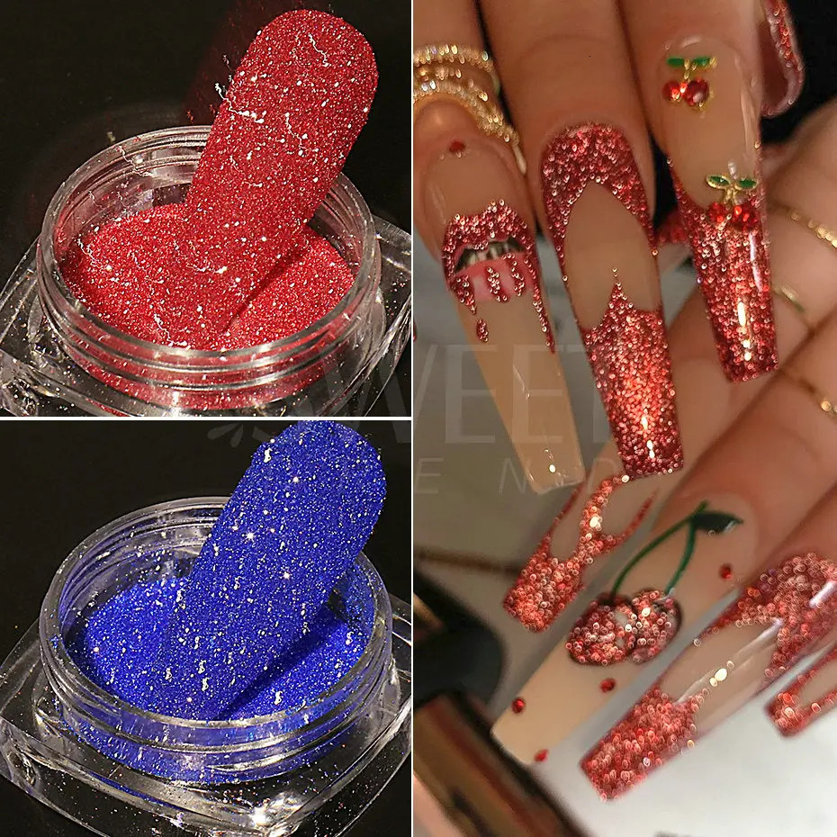 12 Colors Reflective Glitter Nail Powder Shiny Dark Flashy Effect Crystal Diamond Chrome Pigment Dust Manicure Decoration BEFG 250115