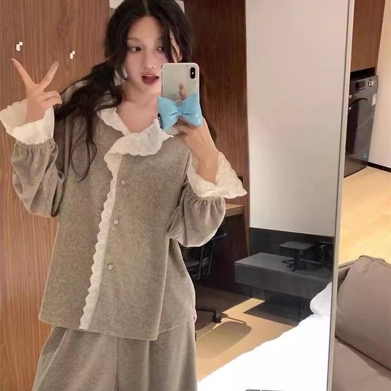 B801-Summer ice silk pajamas ladies thin sexy nightdress colorful lace silk short sleeves high-end summer home clothes