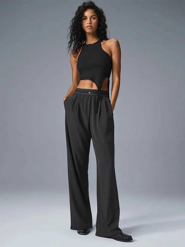 Yoga Outfit 2025 Pants Suit Up Trouser Sports Womens High Waisted Straight Leg Wide Casual Outdoor Comfortable Versatile H250207