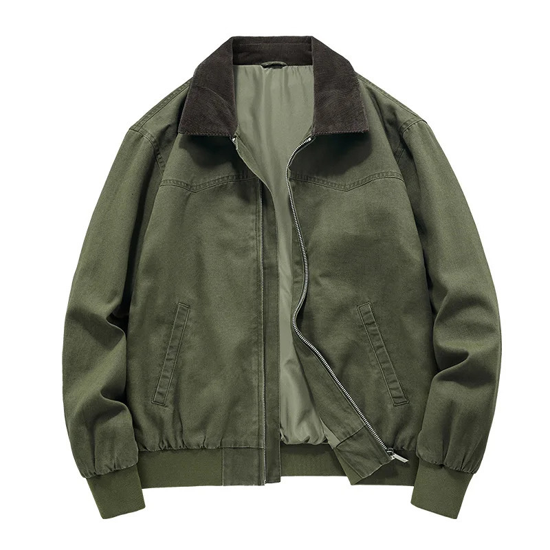 Thin Jacket with Loose Fitting Oversized Top Spring and Autumn Young Mens Lapel Washed Work 250207