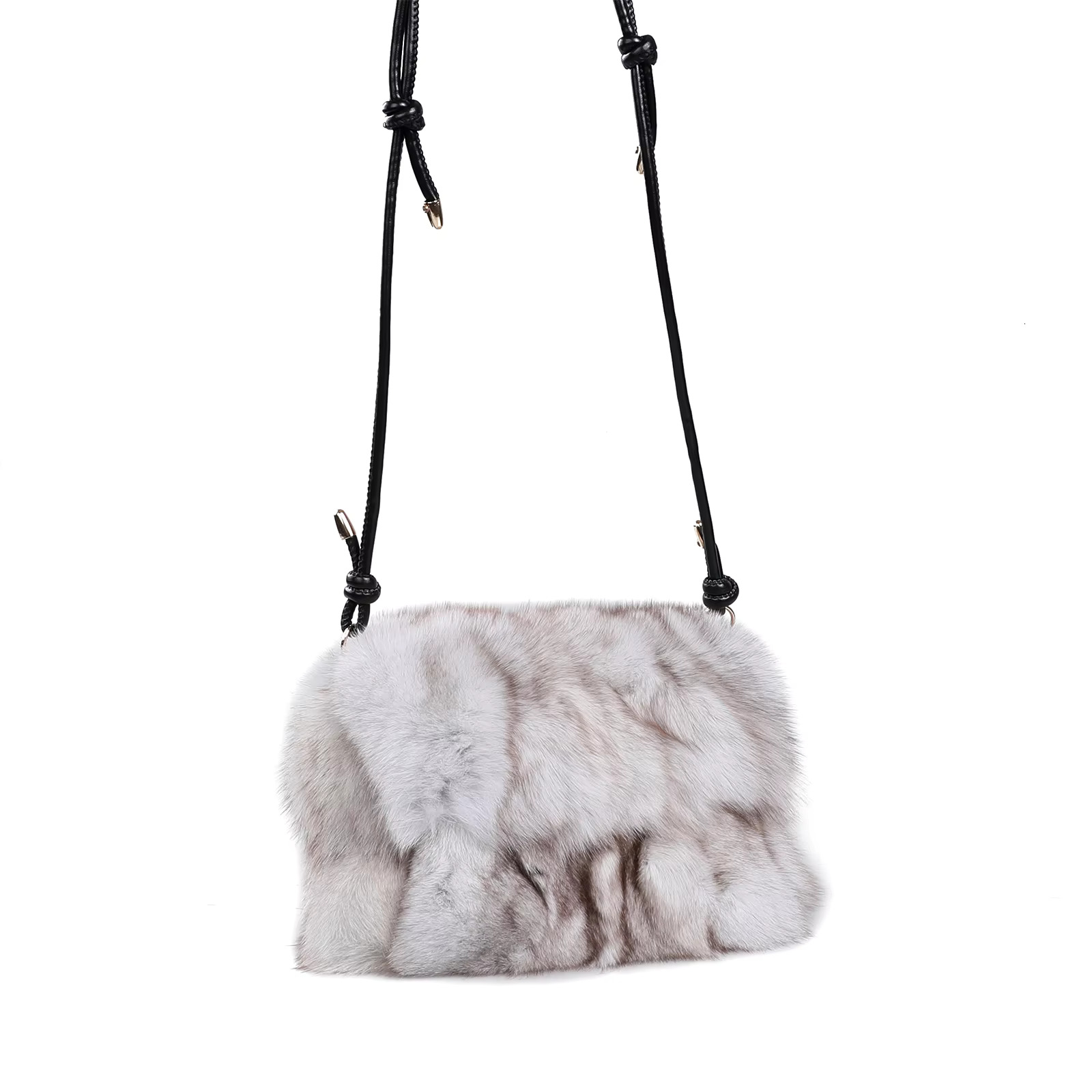 Women's Genuine Fox Fur Tote Purse Bag Shoulder Small Handbag Fashion