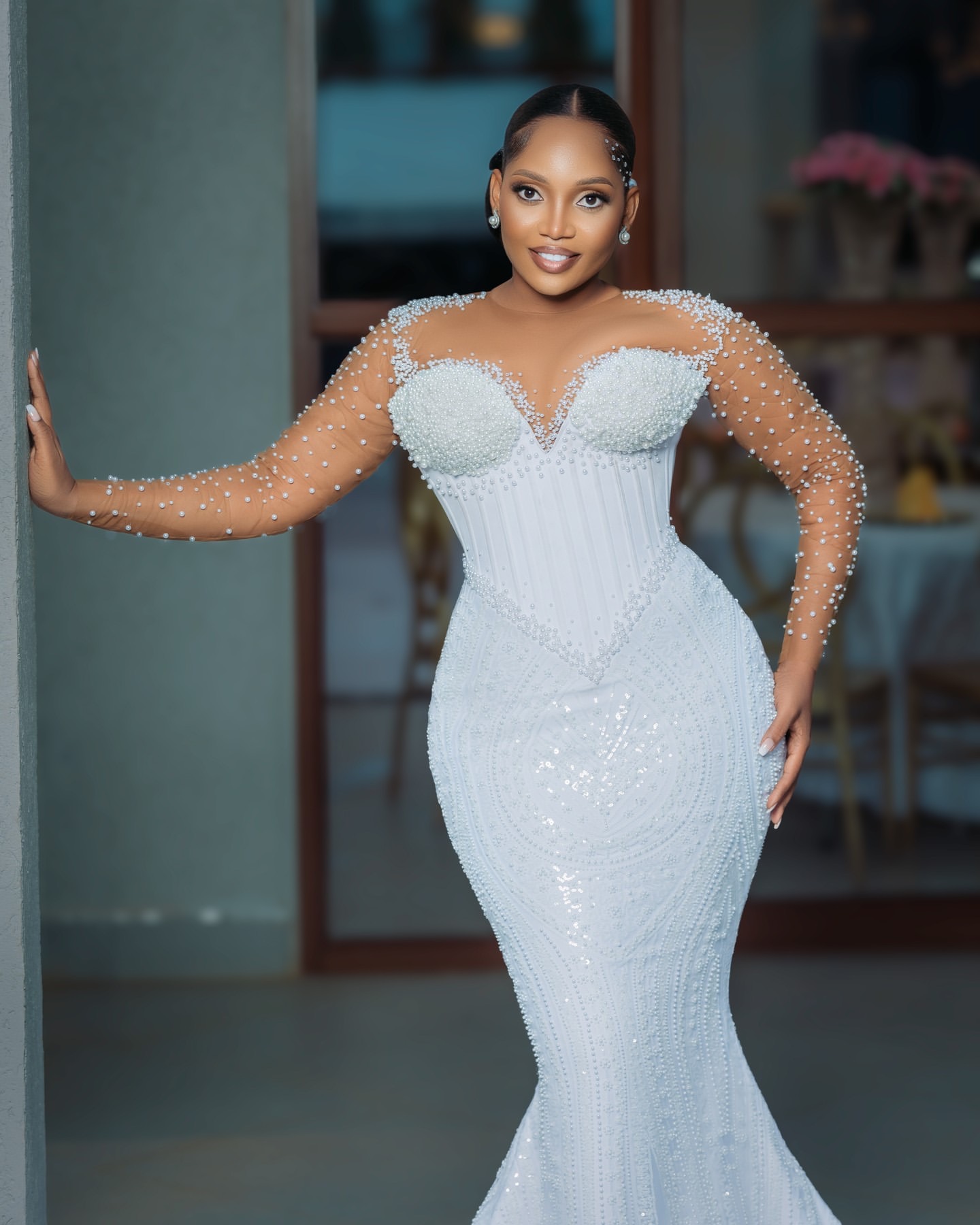 2025 Arabic Aso Ebi Plus Size White Mermaid Wedding Dresses Beaded Satin Sequined Lace Full Sleeves Bridal Gowns Dress For Bride