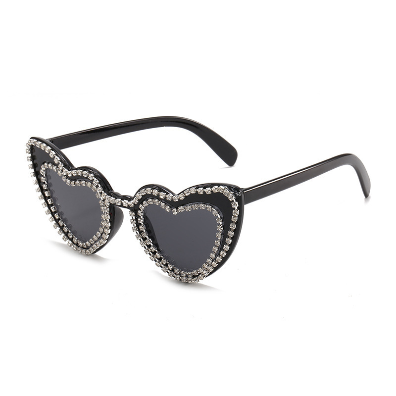Stage Wear Dance Accessories Diamond-set sunglasses Peach heart cute sunglasses Hipster glasses