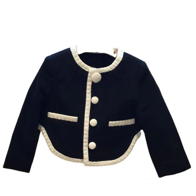 Spring Autumn Korean Children Girl 2PCS Clothes Set Cotton Open Stitch Coat Patched Pleated Skirt Baby Girl Outfit Kid Girl Suit 250114