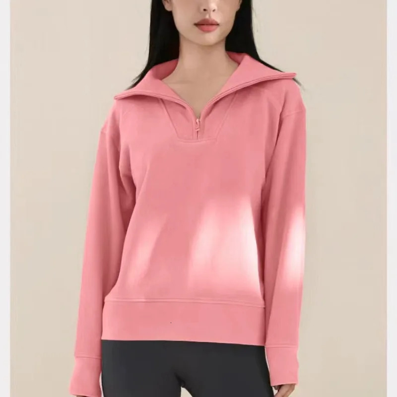 Mock Neck Thick Sweatshirt Autumn Winter Simplicity Solid Color Long Sleeve Tops Office Lady Allmatch Casual Zipper Coat 250207