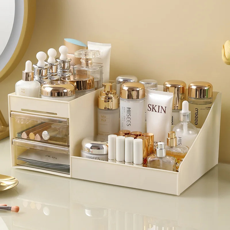 Transparent Drawer Style Makeup Box Dormitory Organizer Plastic Cosmetics Skincare Dressing Table Desktop Storage 250207