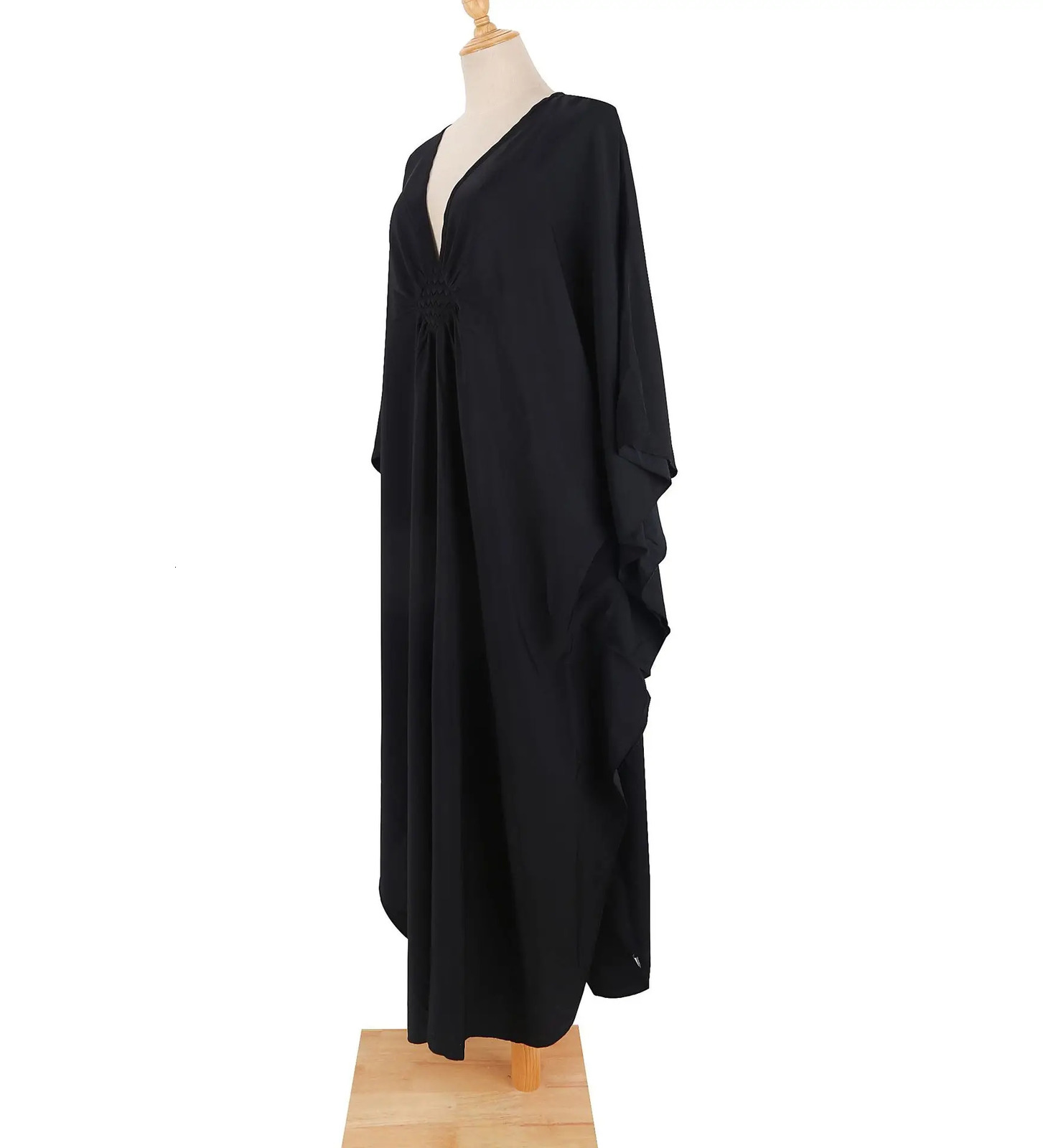 Women Solid Color Cover Up V Neck Batwing Sleeve Plus Size Beach Kaftan Dresses caftans loungewear 250208Z