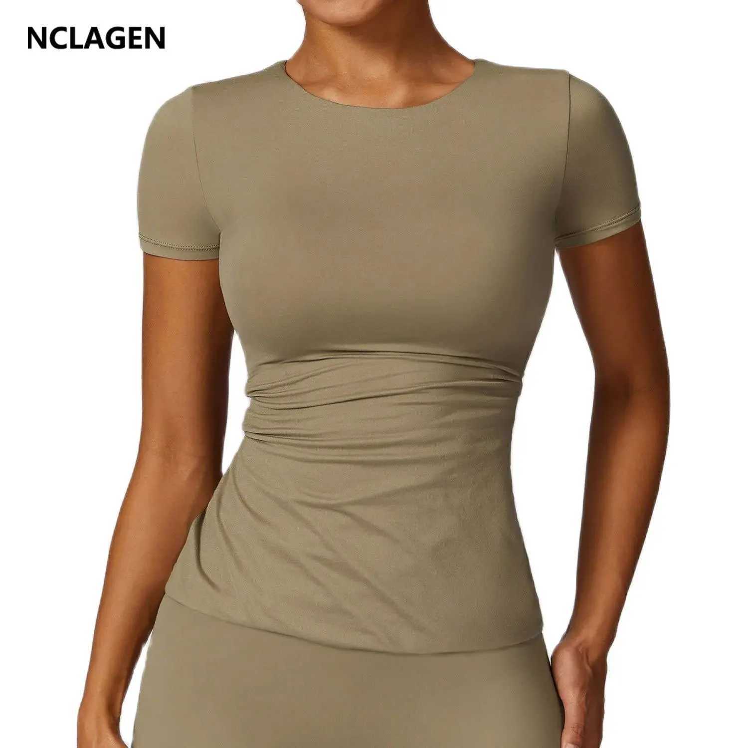 Yoga Outfit Women Fitness Running T-shirt Short Sleeve Breathable Quick Dry Moisture Sweat Wicking Workout GYM Sports Top Tee H250207