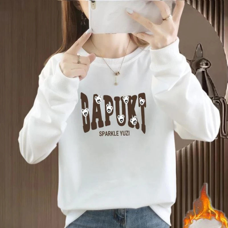 Letter Cartoon Printing Lantern Long Sleeve Crew Neck Pullover Hoodies Casual Loose Spring Autumn Screw Thread Korean Tops 250208