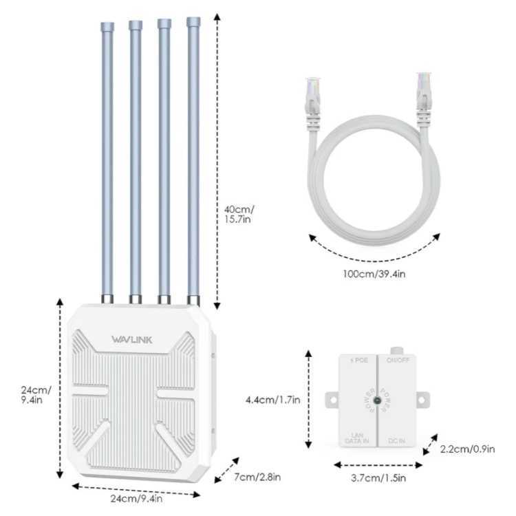 Routers New WAVLINK WN573HX1 WiFi 6 AX1800 IP67 Waterproof Outdoor Dual band WiFi Router AP Repeater Mesh Expander Router CL250207