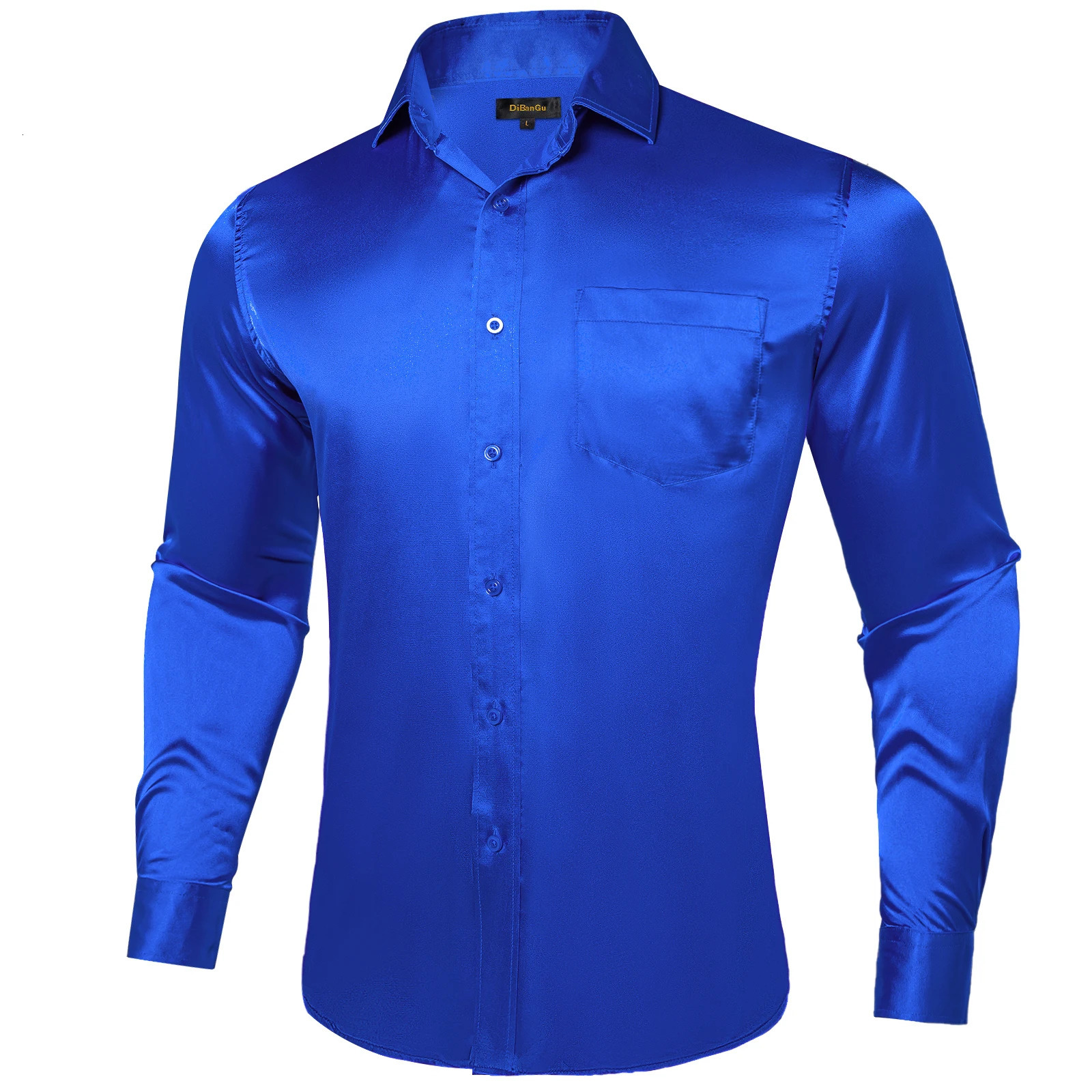 Satin Mens Plain Shirts Long Sleeve Tuxedo Prom Red Blue Gold Social Dress Shirt Smooth Blouse Men Clothing 250207