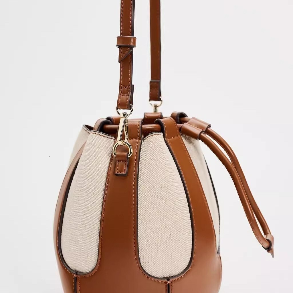 designer bag ZR Home New Splicing Multi Color Drawstring Bucket Large Capacity Commuter Fashion Leisure Single Shoulder Crossbody Bag