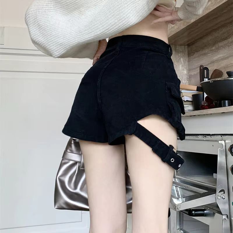2025 Summer New Work Pants Denim Shorts Designer Women's Retro Y2k Pocket Sexy Girl American Style Gentle High Waist Fashionable Casual Street We
