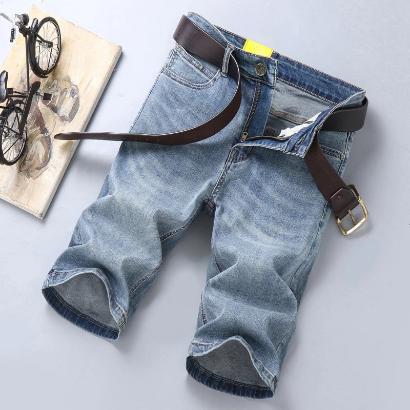 Summer Stretch Thin Bermuda Masculina Cotton Denim Jeans Men Knee Length Soft Ropa Hombre Shorts 250208bj