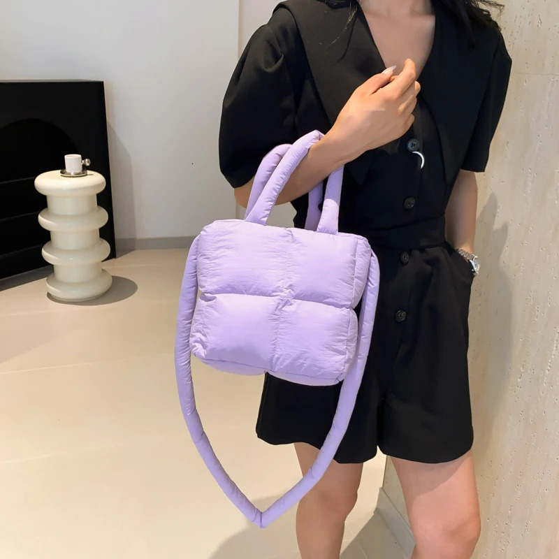 Inflatable handbag womens bedding shoulder bag soft cotton down handbag wallet 2024 lightweight womens pillow shopping bag 250208