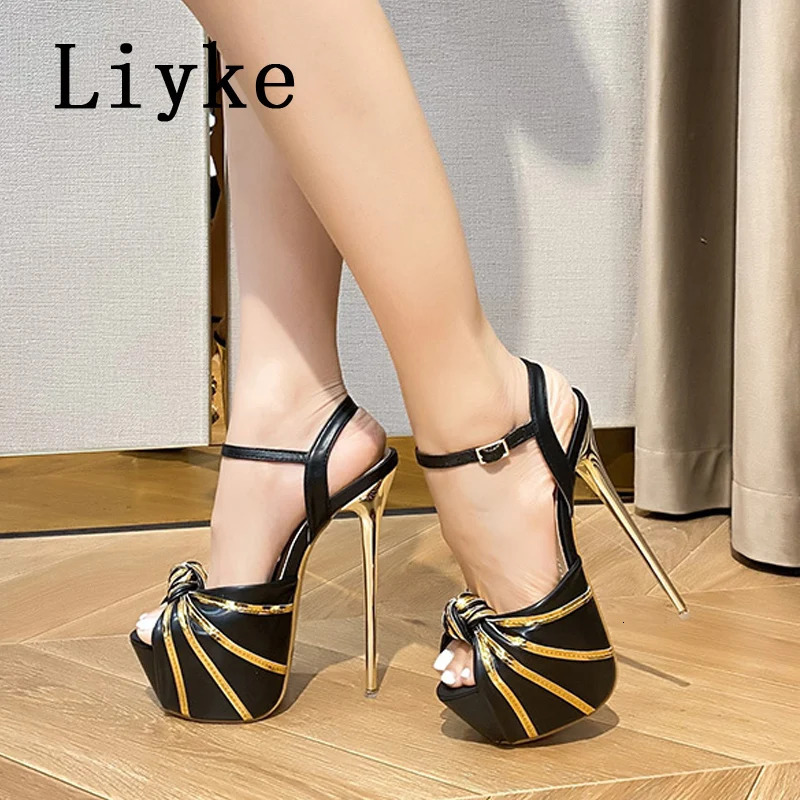 Liyke Summer Women Sexy Stiletto Platform Sandals Fashion Pleated Open Toe Extreme High Heels Banquet Party Shoes Size 42 250118