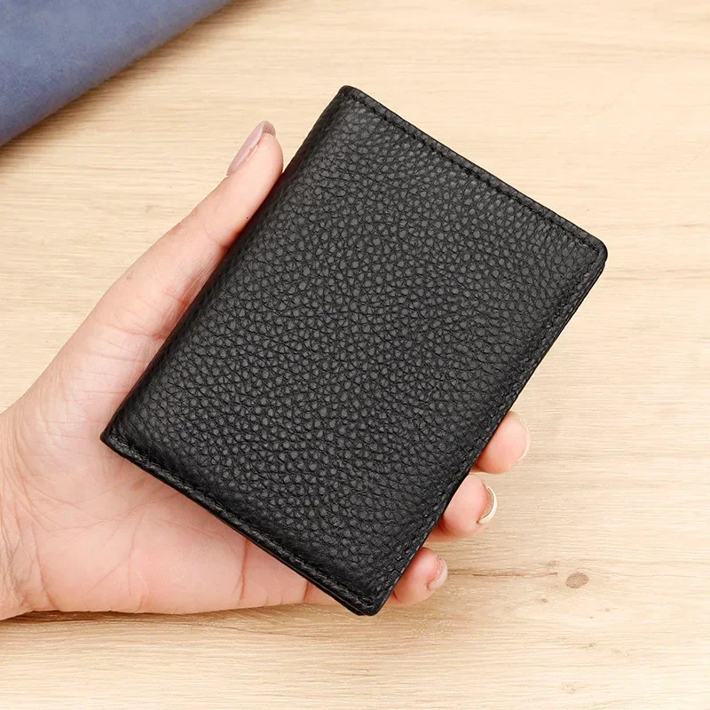 Bifold RFID Card Wallet for Men Genuine Leather Slim Business ID Card Case Thin Male Organizer Men Credit Card Holder Wallets 250208