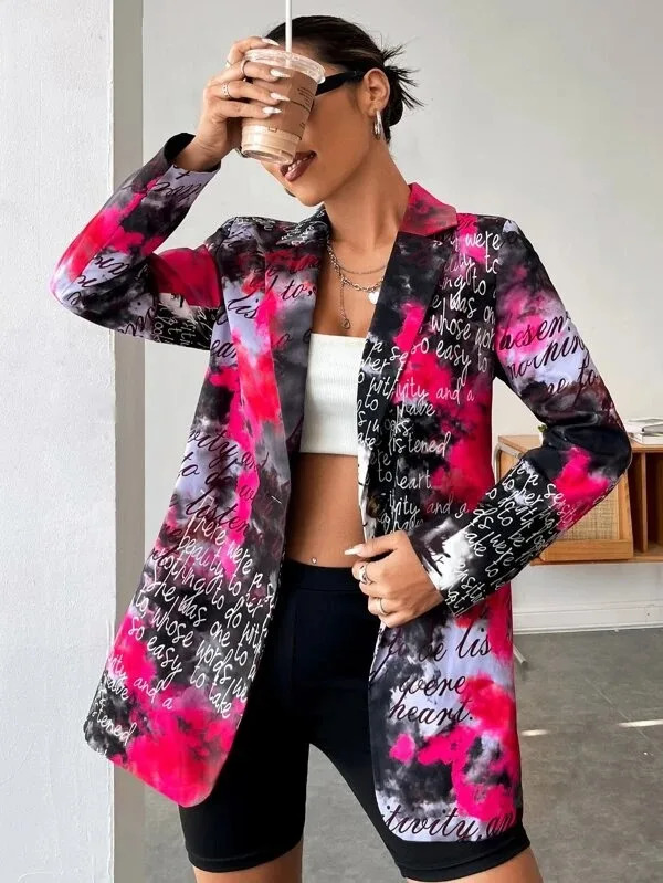 Custom Hip Hop Long Woman Suits Jacket Wholesale Oversized Streetwear Graffiti Blazers Womens Suit Office Clothing Lady Clothes 250207
