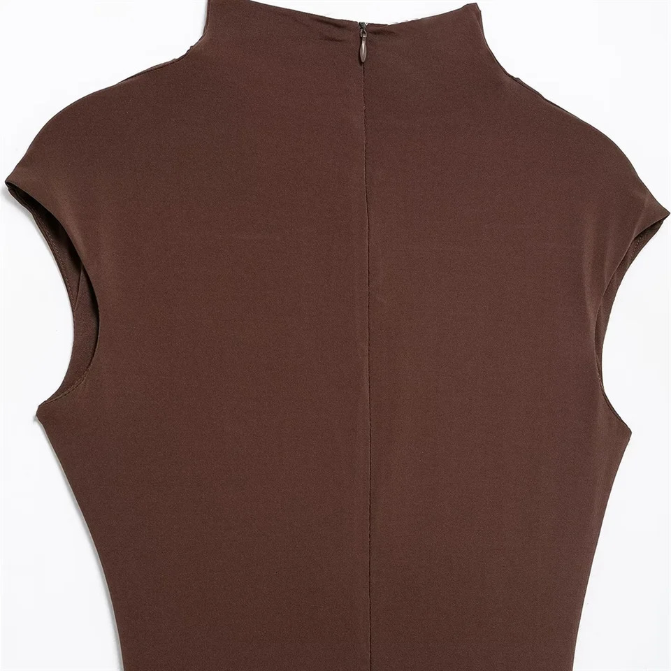 2024 RARF Winter Womens Fashion Style Solid Color Wrinkle Decoration Waist Tight Fit Midi Dress 250207