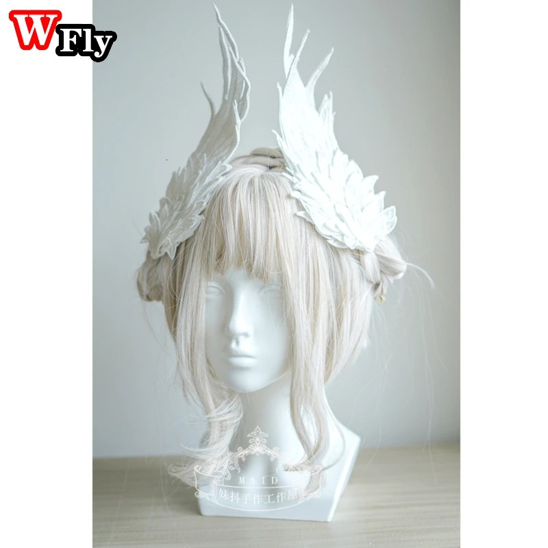 Gothic Lolita Angel demon wings hairpin Headdress harajuku women girls cosplay Embroidery Feather hair clip hair Accessories 250221