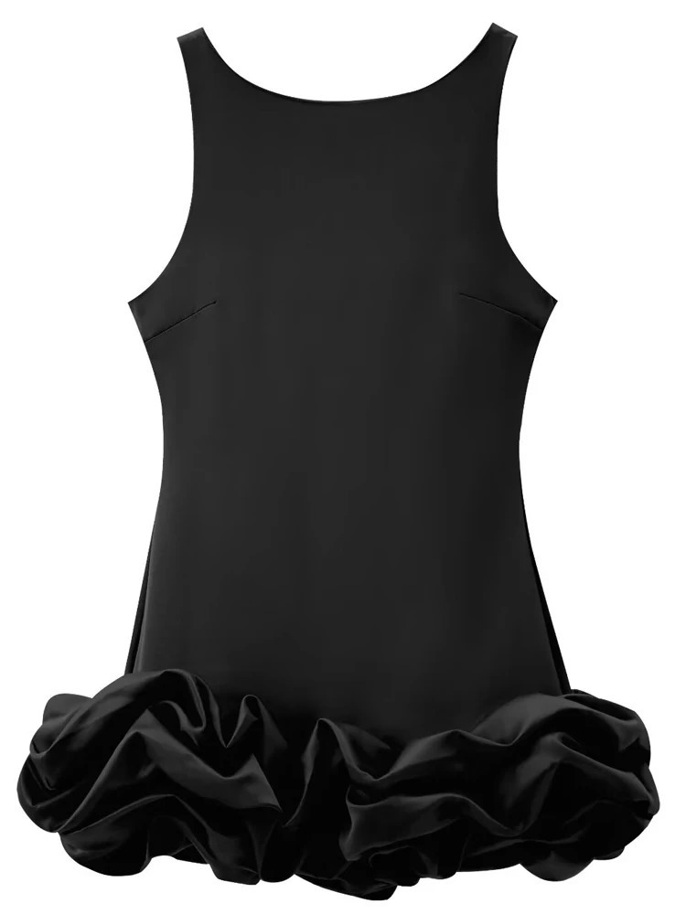 TRAF White Short Dress Ruffle Backless Party Dresses Black Red Sleeveless Bodycon Mini Woman Summer Sexy 250208