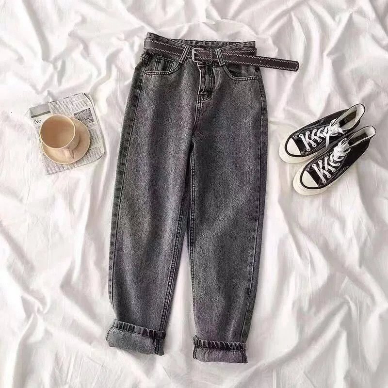 Water Washing High-waisted Straight-leg Jeans Womens Spring and Summer Fashion Loose Haroun Pants Casual Cropped Pants 250206