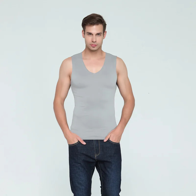 EXILIENS Mens Vest Tank Tops Underwear Sexy Undershirts Ice Silk Fitness V Neck Sleeveless Seamless Size M3XL 250207