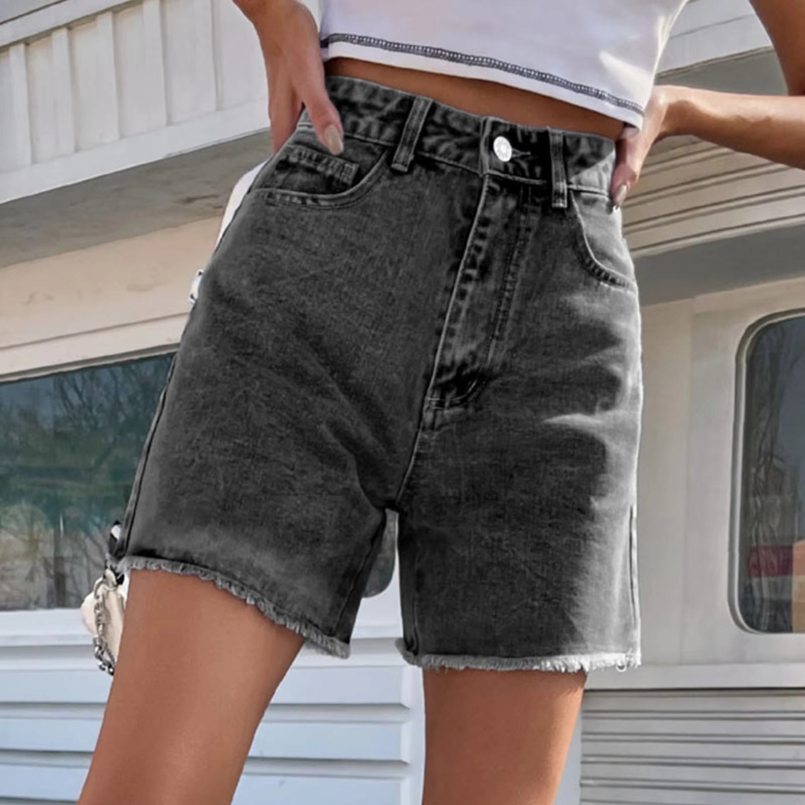 Summer New Designer Slim Fit Loose Half Body Denim Shorts Korean Retro High Waisted Denim Shorts Women's Street Wear Casual Pants Cortos