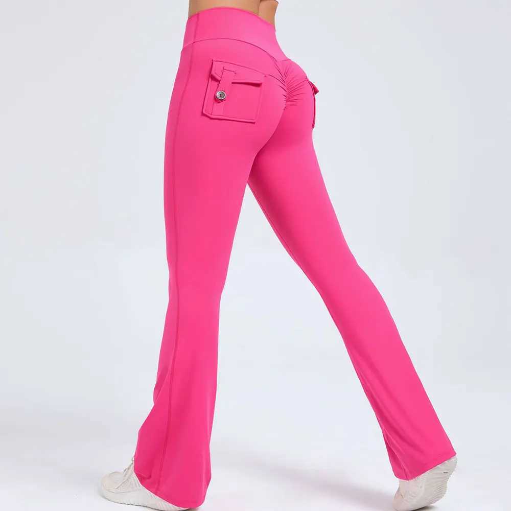 Yoga Outfit Casual Baggy Pocket Pants Sexy High Waist Flared Women Fitness Sweatpants Female Push Up Dance Trousers Gym Workout H250207