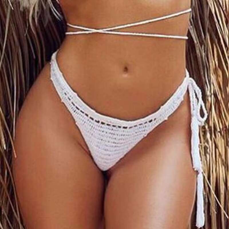 10 Color Hand Crochet Women Swimwear Sexy Crop Top Push up Bikini Set Beach Swimsuit Suit tassel Swim shorts