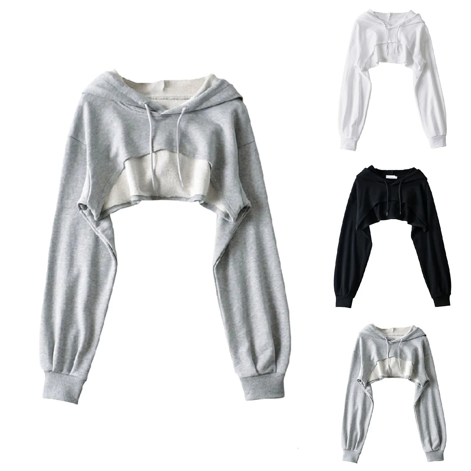 Womens Sweatshirt Hooded Early Autumn Personality Fashion Trend Crop Top Super Short Long Sleeve For Street Spicy Girls 250208Z