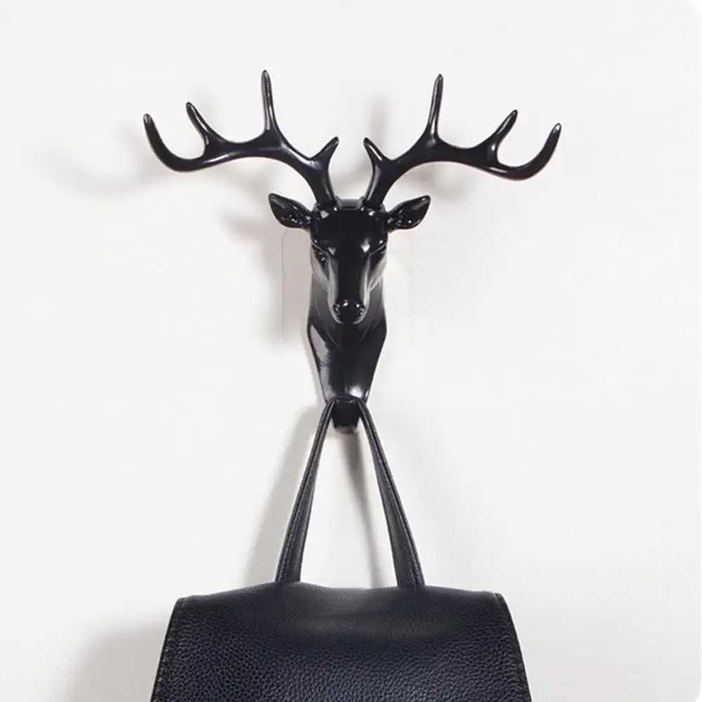 Fashion Cute Antler Hook Deer Key Holder Hanger Living Ro Wall Decorative Ornament He Decor Accessories Y250208