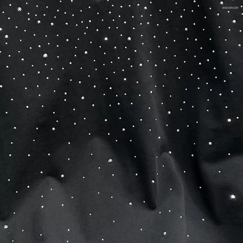 Men's T Shirts Summer Couple T-shirt Rhinestone Decor Round Neck Short Sleeves Men Top Loose Pullover Solid Color Mid Length Unisex Shirt