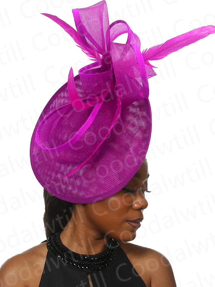 Red Fascinator Hat Wedding Church Headpiece Women Formal Event Tea Chapeau Cap Feather Derby Race Millinery Femme 250207