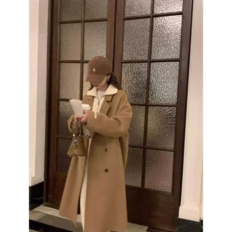 White Woolen Jacket For Women 2024 Style Petite Korean Version Overcoat Explosion Model VNeck Regular Type China Origin 250110