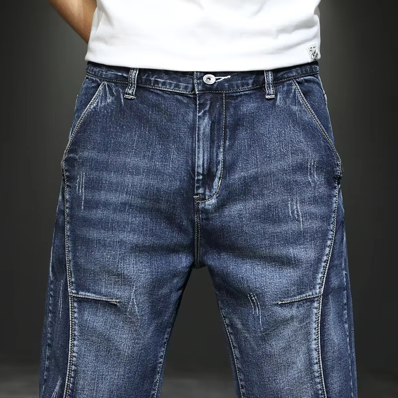 2024 New Summer Thin Men's Loose Straight Stretch Casual Denim Shorts Large Size 42 44