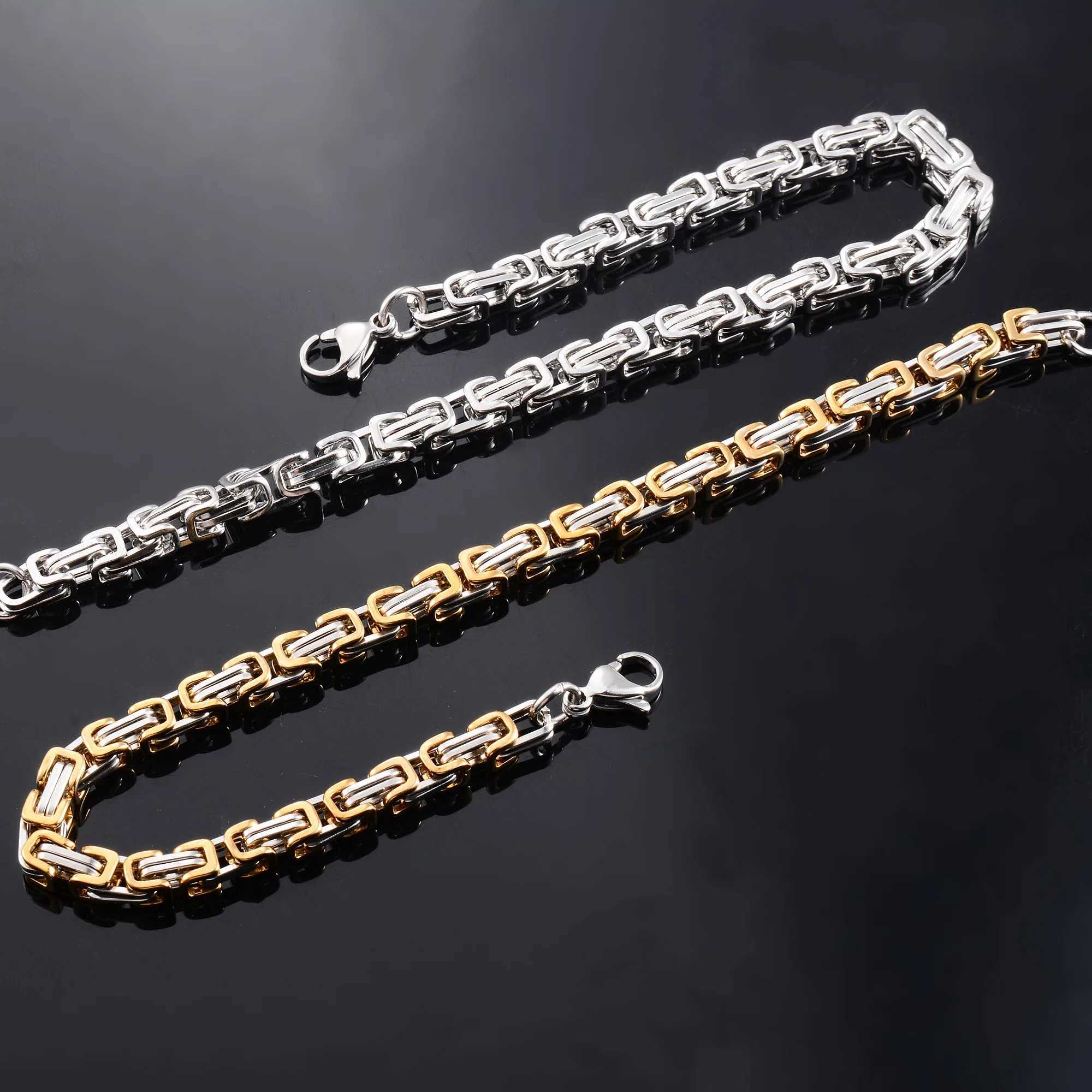Vintage stainless steel Byzantine bracelet for men short and chubby punk bracelet hip-hop boy ankle bracelet metal jewelry 5mm 23cm Y250208