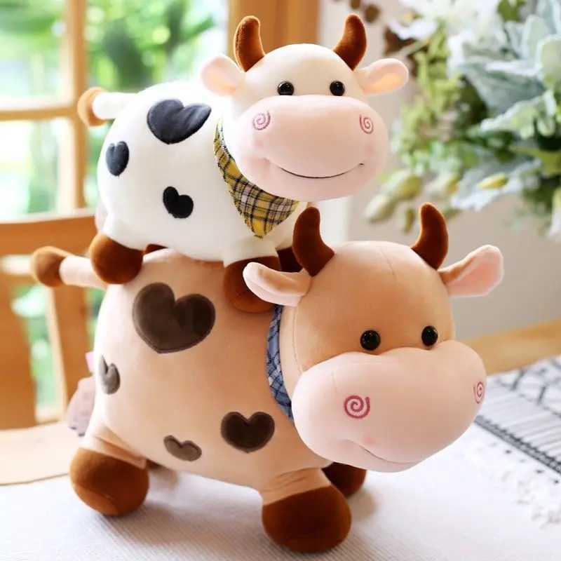 Cartoon cute soft cow toy Kaii girl cotton plush doll filling him decoration Y250208 Y260128