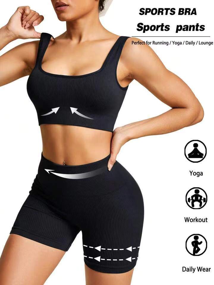 Male and female high-quality designers thread casual yoga clothes bra shorts fashionable fitness clothes tight training sportswear