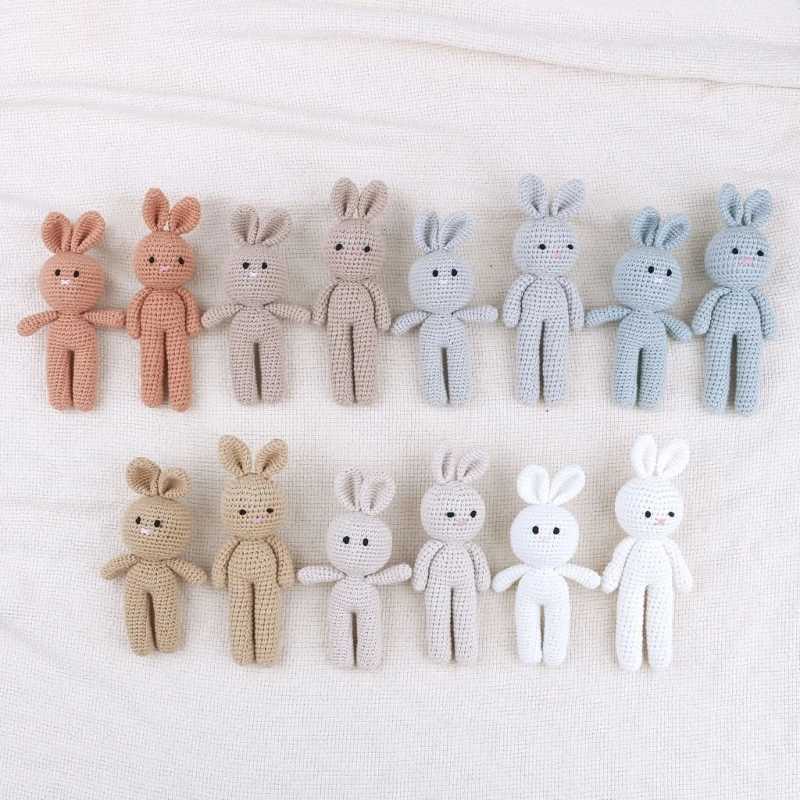 Cotton Crochet Baby Stuffed Rabbit kaii Handmade Bunny Plush Toys Newborn Handhold Sleeping Doll Kid Early Educational Toy Free shipping