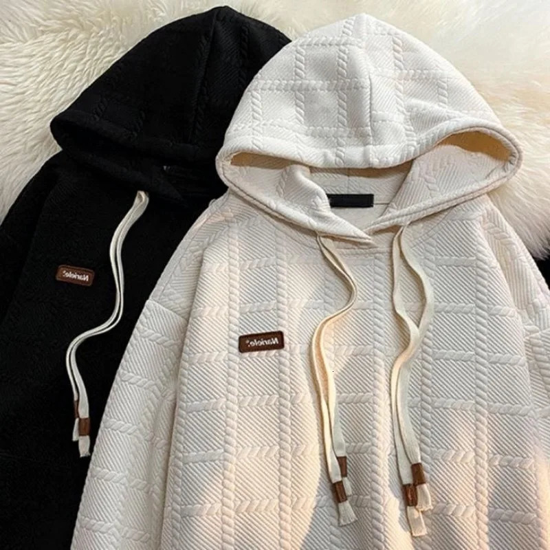 Autumn Sweatshirts for Men Hoodies Harajuku Plaid Print Casual Thin Coat Fashion Streetwear Long Sleeve Tops Clothing 250207